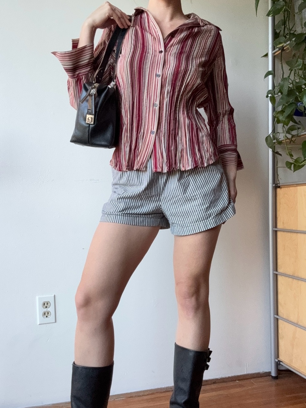Jessica pink Striped button down blouse